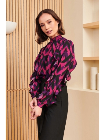 Lofty Manner Blouse TOP DELLA OL04 1 PURPLE AZTEC PRINT