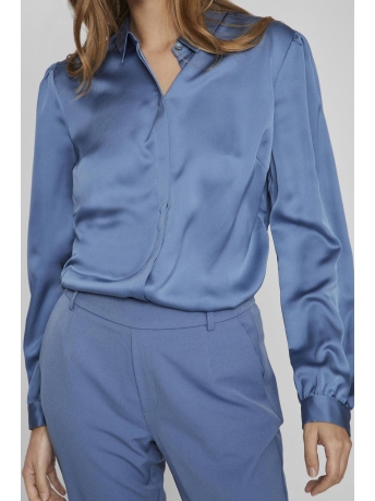 Vila Blouse VIELLETTE SATIN L/S SHIRT - NOOS 14063320 CORONET BLUE