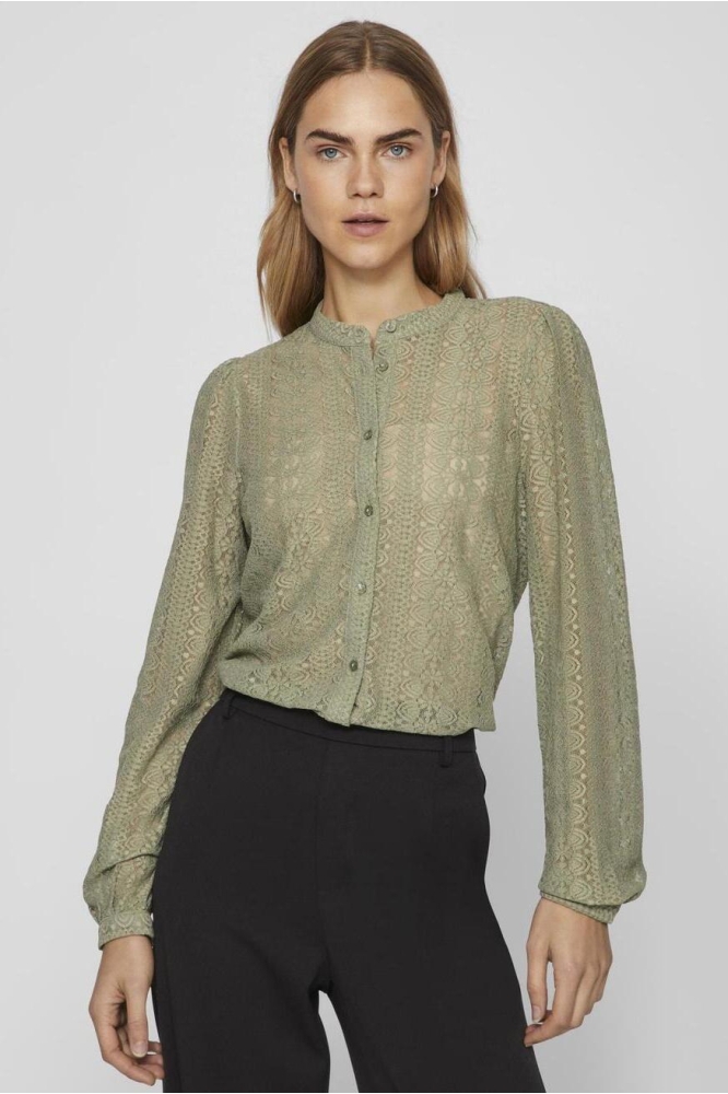 VICHIKKA LACE L/S SHIRT- NOOS 14082977 OIL GREEN