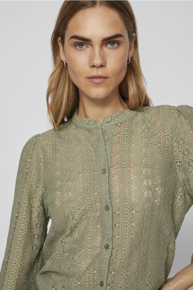 VICHIKKA LACE L/S SHIRT- NOOS 14082977 OIL GREEN