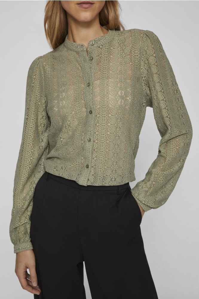 VICHIKKA LACE L/S SHIRT- NOOS 14082977 OIL GREEN