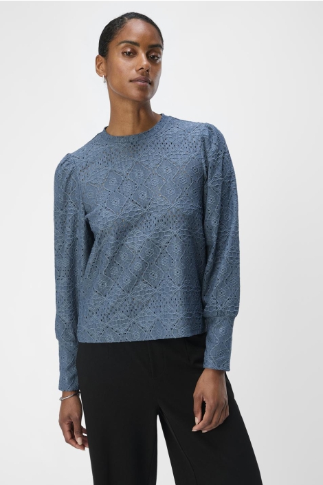 Object blauwe dames t-shirt | Model vooraanzicht