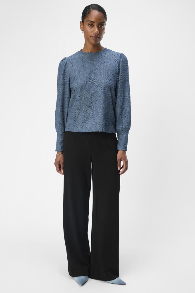 Object blauwe dames t-shirt | Model