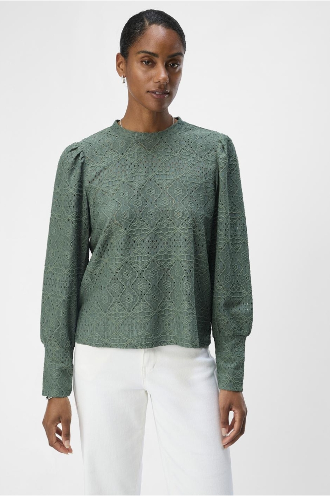 Object groene dames t-shirt | Model vooraanzicht