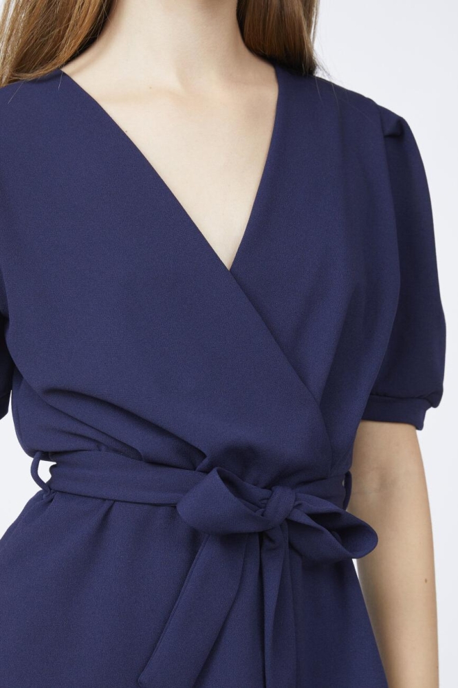SisterS point blauwe dames blouse | Close up