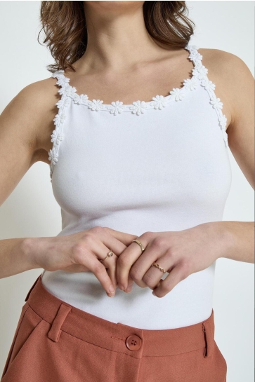 Peppercorn Top ALICE GOTS STRAP TOP PC7961 0001 WHITE