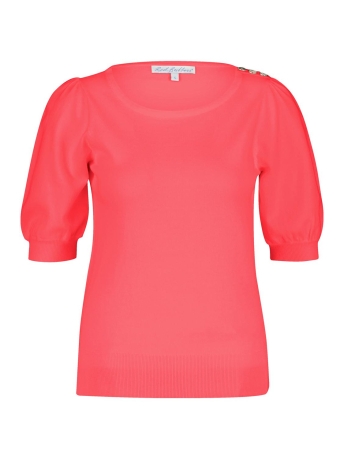 Red Button Trui SWEET FINE KNIT AND BUTTONS SRB4231 CORAL