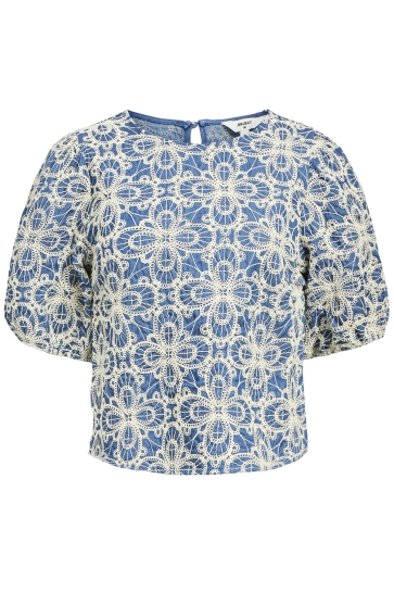 Object Blouse OBJELLA 2/4 RE TOP CC2 SS 23045737 Medium Blue Den/WHITE