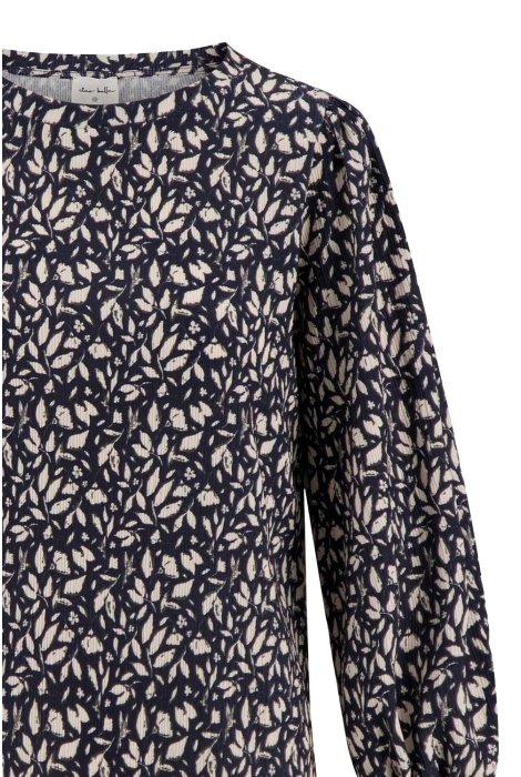 boothals top met blaadjesprint 0304 060 zusss t shirt donkerblauw