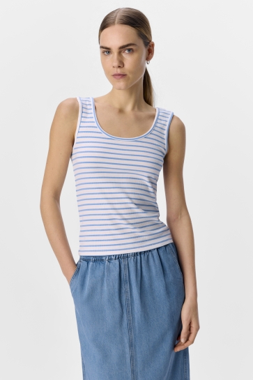 Object Top OBJJAMIE S/L SLI TANK TOP AOP NOOS 23046288 WHITE/CORNFLOWER BLUE