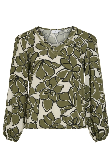 Vila Blouse VIMARA DURA V-NECK L/S TOP/PB 14103116 CAPULET OLIVE