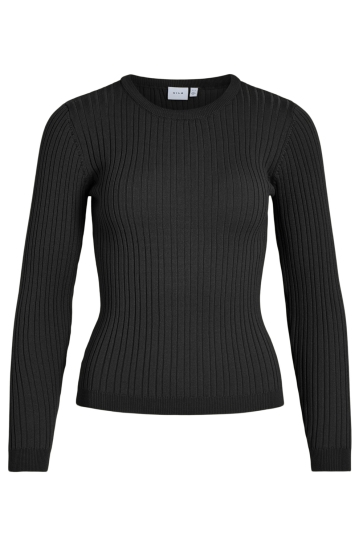 Vila Trui VIMULLIE L/S O-NECK RIB KNIT TOP/PB 14103412 BLACK BEAUTY