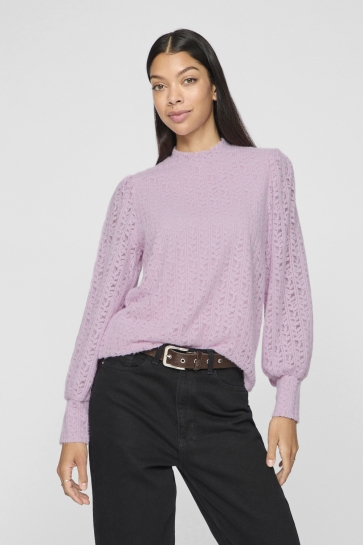 Vila T-shirt VIAMATA HIGH NECK L/S TOP/R 14103900 WINSOME ORCHID