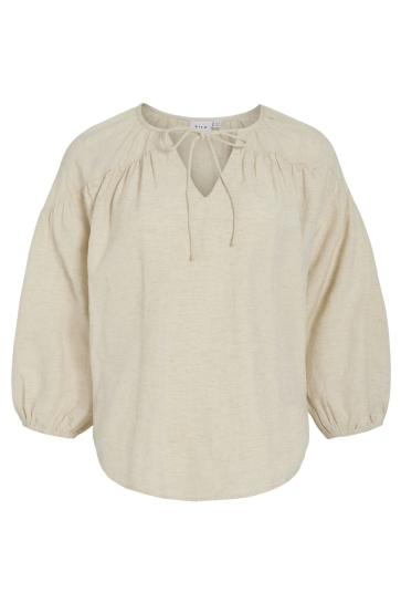 Vila Blouse VIPRISILLA V-NECK 3/4 TOP 14104795 SUPER LIGHT NATURAL