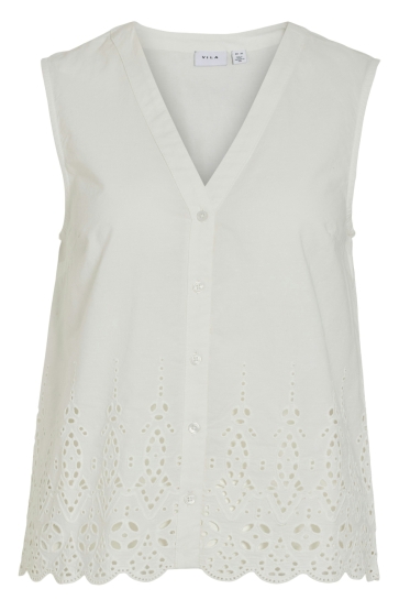 Vila Blouse VIMIKILLA SL LACE VEST/C32 14104714 Cloud Dancer