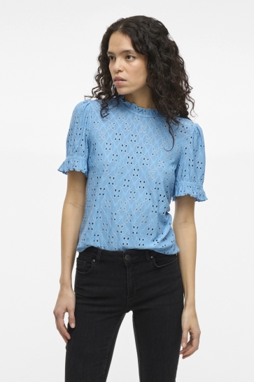 Vila Blouse VIKAWA S/S FLOUNCE TOP - NOOS 14070251 BLISSFUL BLUE