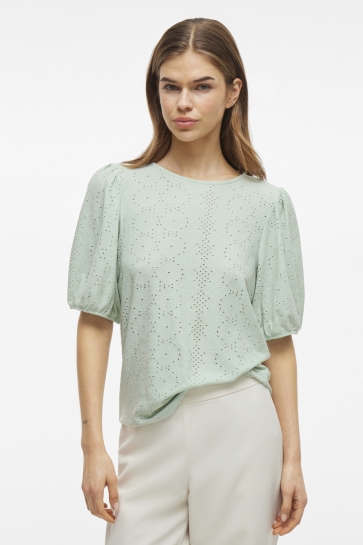 Vila Blouse VIKALLY O-NECK 2/4 TOP - NOOS 14101667 SILT GREEN