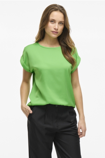Vila T-shirt VIELLETTE S/S SATIN TOP - NOOS 14059563 SUMMER GREEN