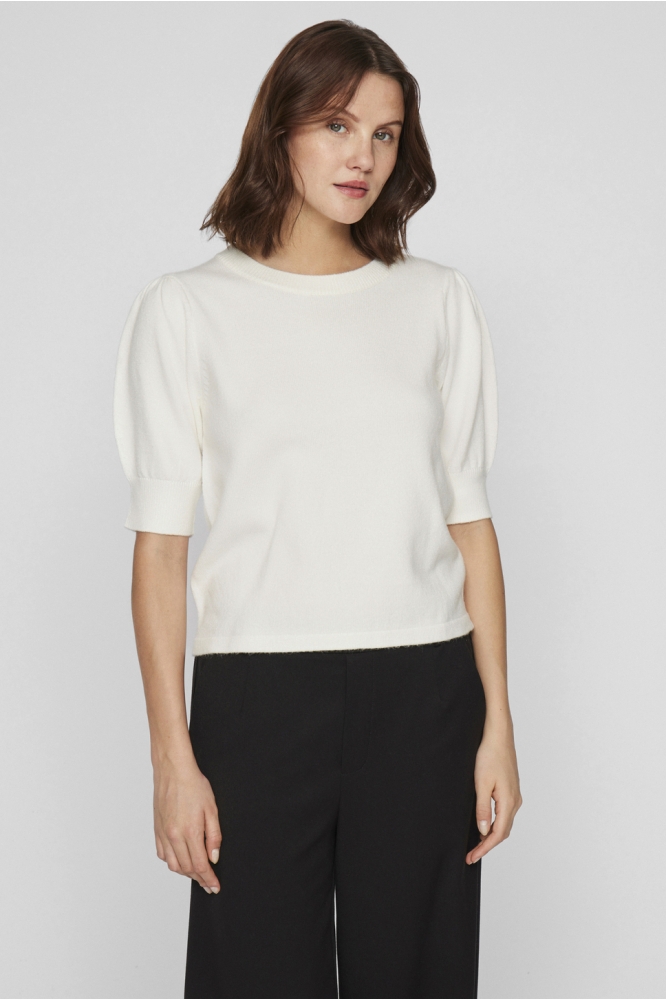 Vila ecru dames trui | Model vooraanzicht