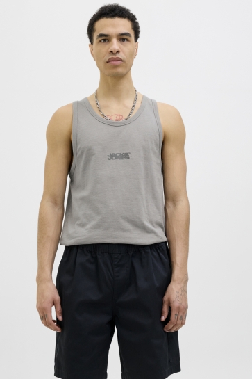 Jack & Jones T-shirt JCOSAGO SMALL LOGO SLUB TANK TOP 12276727 GRAY FLANNEL