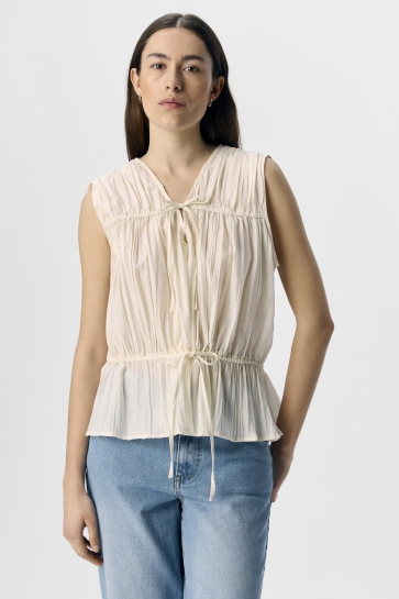 Object Blouse OBJBREA RE S/L TOP 139 23046849 SANDSHELL