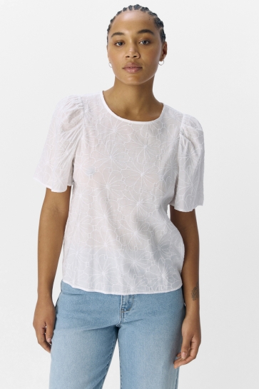 Object Blouse OBJILLY S/S RE O-NECK TOP 138 23046466 CLOUD DANCER