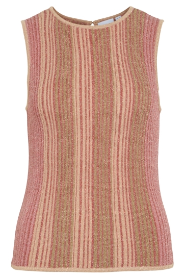 Vila Top VIMELVINA O-NECK S/L GLITTER KNIT T 14105874 AURORA RED