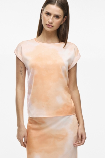 Vila T-shirt VIELLETTE S/S FULL SATIN TOP - NOOS 14109246 CADMIUM ORANGE
