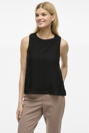 Vila Top VITORTENA O-NECK S/L TOP 14106582 BLACK BEAUTY