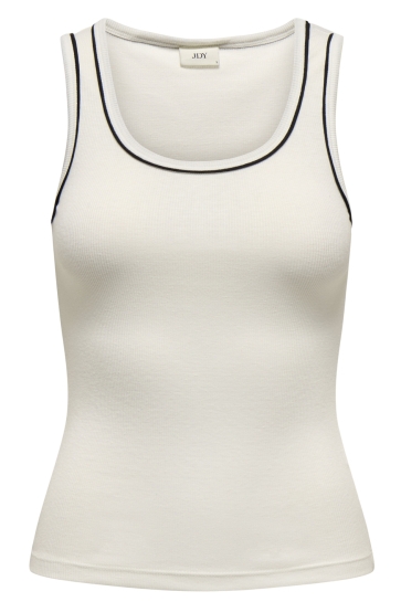 Jacqueline de Yong Top JDYASTA LIFE S/L CONTRAST TANK TOP 15351649 CLOUD DANCER/BLACK PIPING