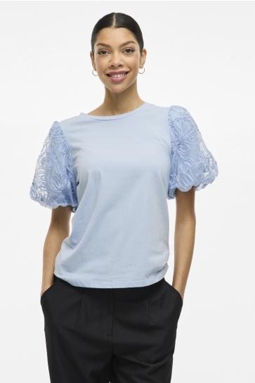 Vila T-shirt VISIMONIA O-NECK S/S TOP 14107505 KENTUCKY BLUE