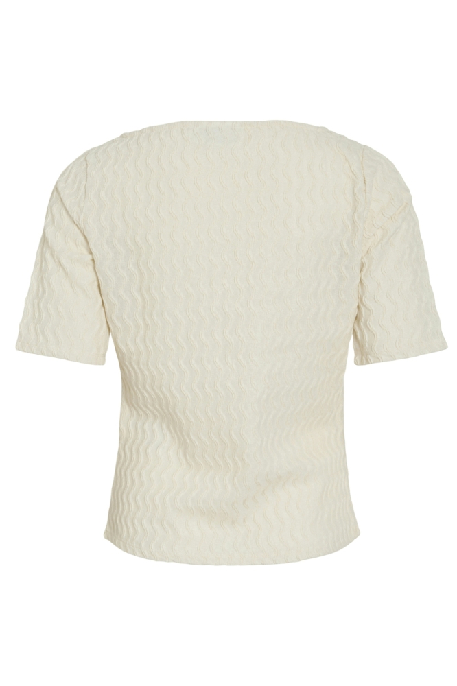 Vila ecru dames t-shirt | Achteraanzicht