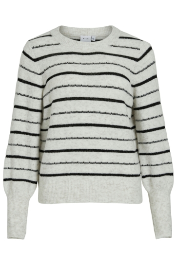 Vila VIPLATINA NEW L/S GLITTER KNIT TOP/ 14102484 Super Light Nat/BLACK GLIT