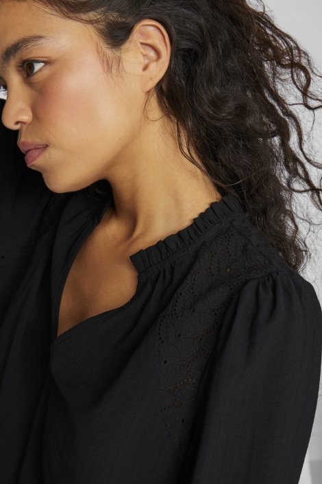 Vila zwarte dames t-shirt | Close up