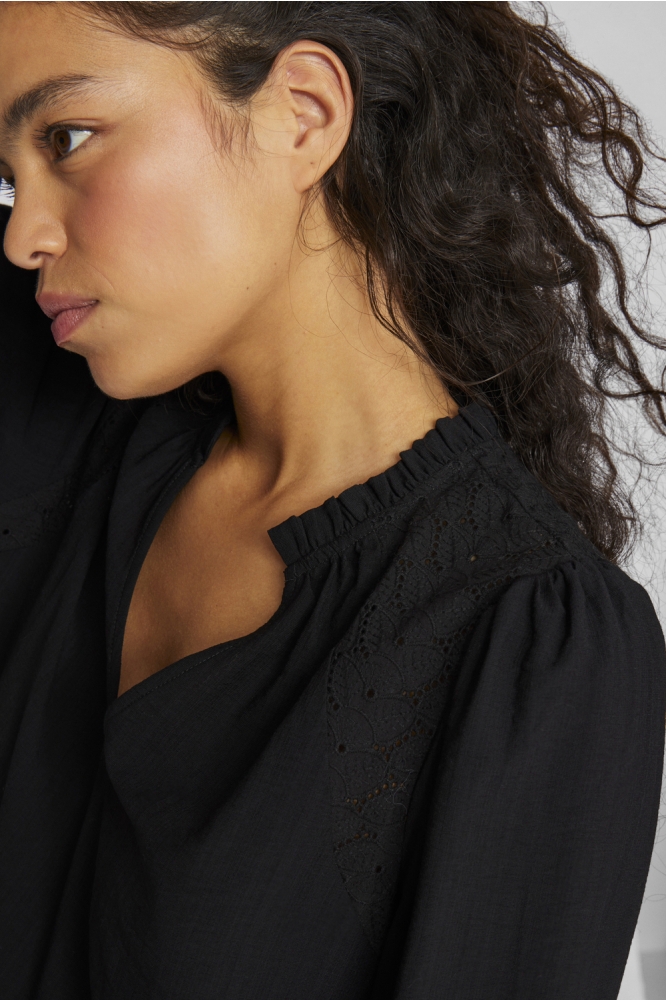 Vila zwarte dames t-shirt | Close up