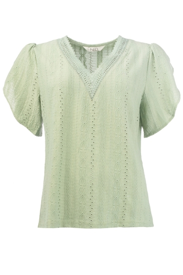 NED T-shirt REEDS SS RMJ CHAIN AJOUR 25S3 U297 01 271 frozty green