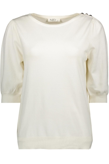 NED T-shirt DHALIA RMB BREI 25S1 U106 39 01 ecru