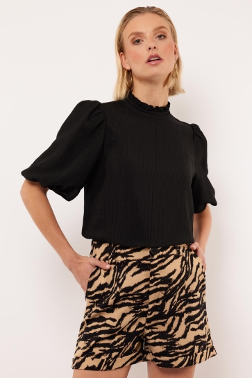 Fluresk T-shirt GENEVA TOP 25VQF23 001 BLACK