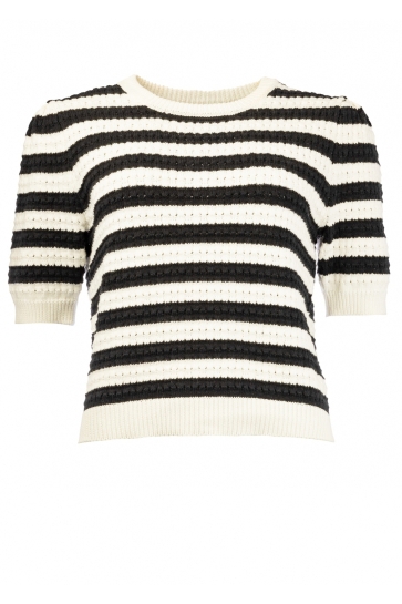 NED Trui CARLINA 1 2 SS RMJ BLACK STRIPE 25S2 LB019 01 900 black