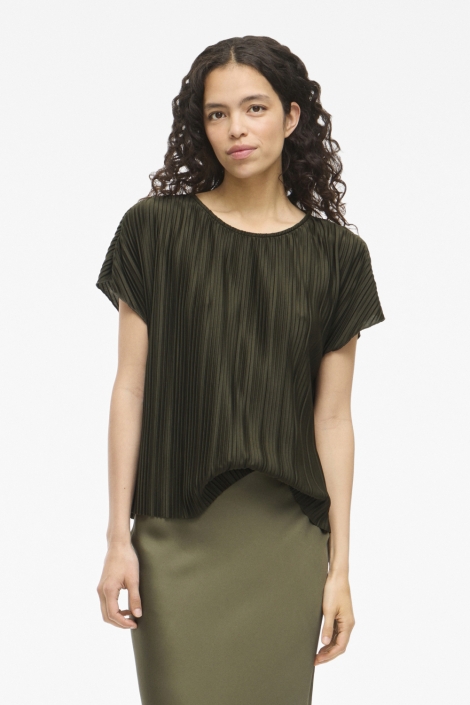 Vila groene dames t-shirt | Model vooraanzicht