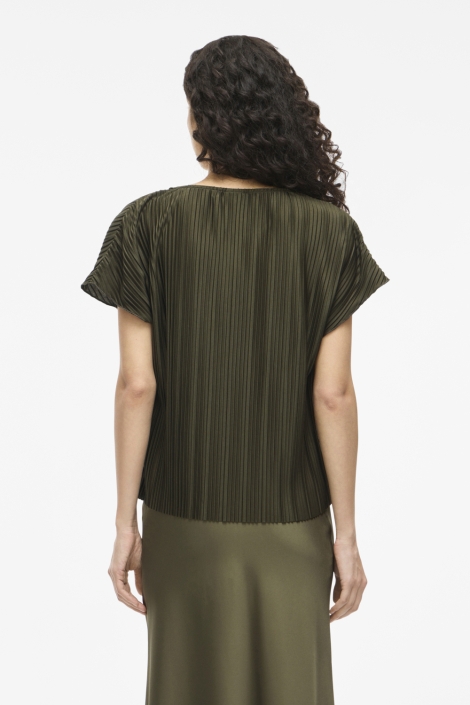 Vila groene dames t-shirt | Model achteraanzicht