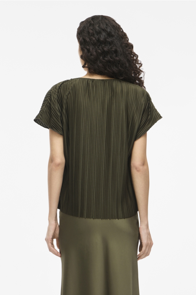 Vila groene dames t-shirt | Model achteraanzicht