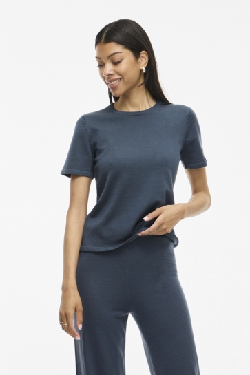 Vila T-shirt VILIPSA 2/4 O-NECK KNIT TOP/PB/R 14108149 Vintage Indigo
