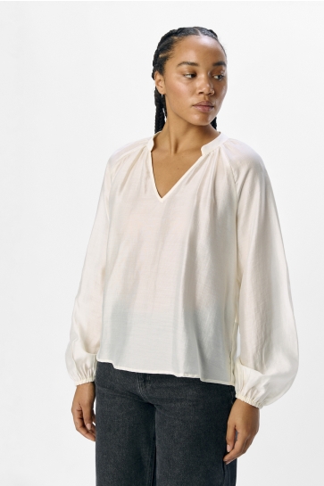 Object Blouse OBJHEIDI L/S LO V-NECK TOP NOOS 23045697 Cloud Dancer