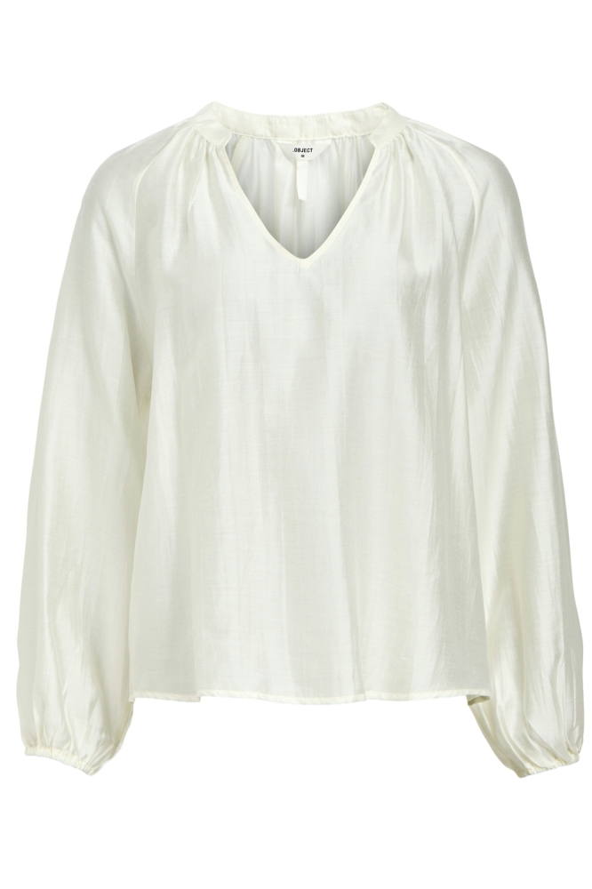 Object ecru dames blouse | Vooraanzicht
