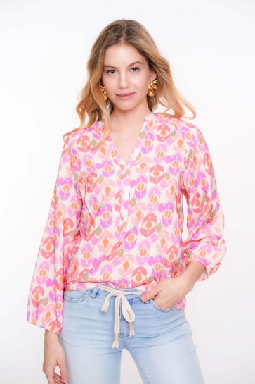 Geisha Blouse TOP MET ZOMERSE PRINT 53214 20 Lilac/Orange