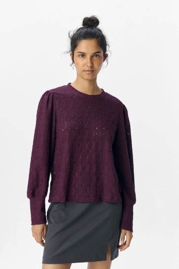 Object Blouse OBJLAILA L/S RE TOP NOOS 23046626 MAUVE WINE