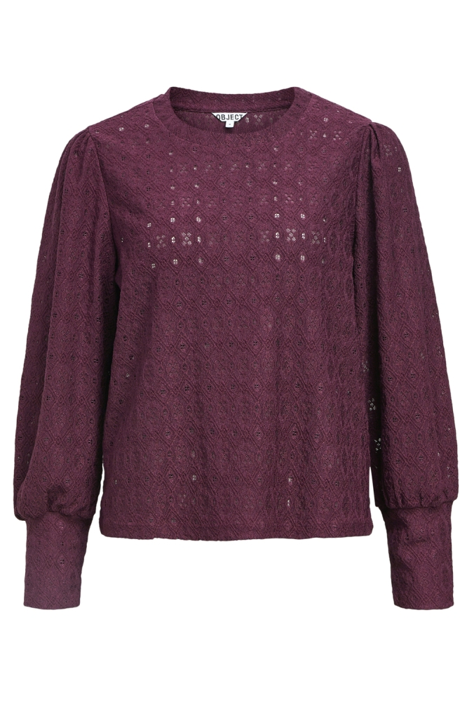 Object bordeaux dames blouse | Vooraanzicht