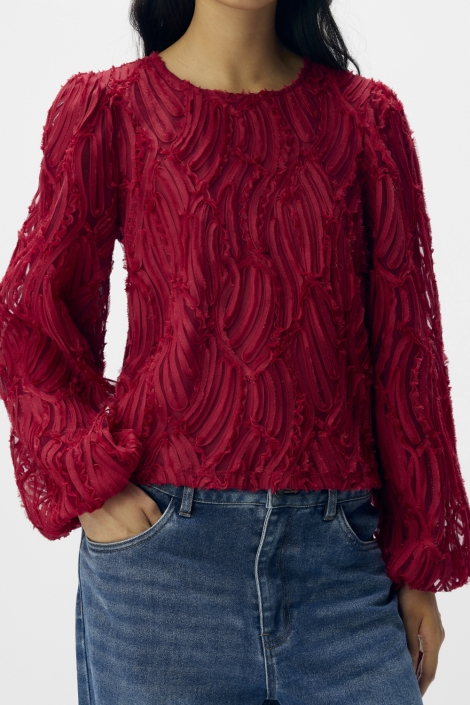 Object rode dames blouse | Model vooraanzicht
