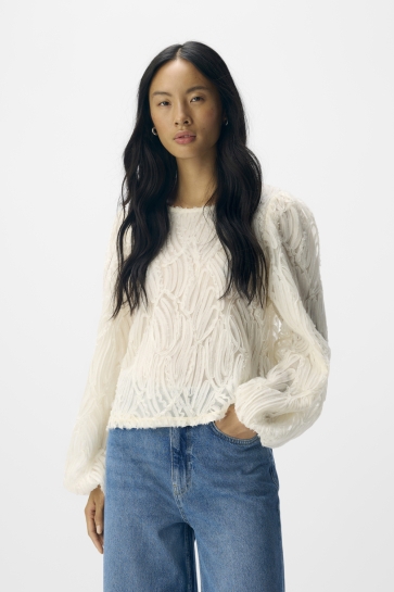 Object OBJLUCIE L/S RE O-NECK TOP NOOS 23047624 WHITE SAND